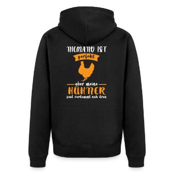 Hühner Huhn Hühnerstall Geschenk - Unisex Premium Bio Zip Hoodie - Schwarz - Hinten - Nico (187cm)