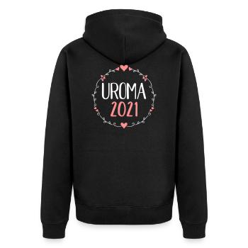 Uroma 2021 - Unisex Premium Bio Zip Hoodie - Schwarz - Hinten - Nico (187cm)