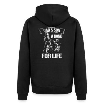 Dad & Son A Bond For Life Motocross Geschenk - Unisex Premium Bio Zip Hoodie - Schwarz - Hinten - Nico (187cm)