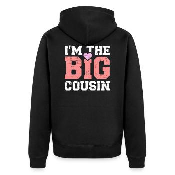Cousine - Unisex Premium Bio Zip Hoodie - Schwarz - Hinten - Nico (187cm)