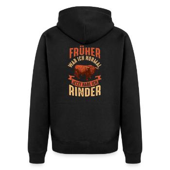 Schottisches Hochlandrind Rind Highland Cattle - Unisex Premium Bio Zip Hoodie - Schwarz - Hinten - Nico (187cm)
