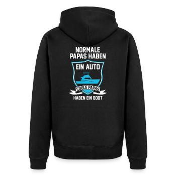 Motorboot Papa Boot Boote Geschenk - Unisex Premium Bio Zip Hoodie - Schwarz - Hinten - Nico (187cm)