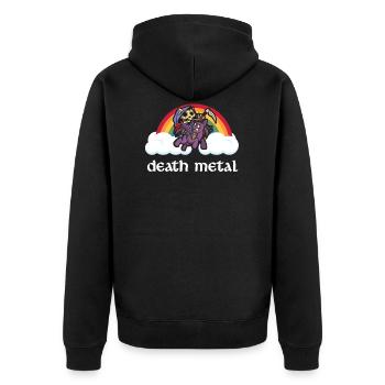 Death Metal Heavy Metal Unicorn Geschenk - Unisex Premium Bio Zip Hoodie - Schwarz - Hinten - Nico (187cm)