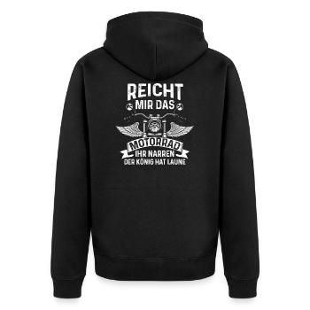 Motorrad Opa Motorradfahrer Ruhestand Geschenk - Unisex Premium Bio Zip Hoodie - Schwarz - Hinten - Nico (187cm)