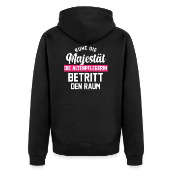 Altenpflegerin Altenpfleger Pflegekraft Geschenk - Unisex Premium Bio Zip Hoodie - Schwarz - Hinten - Nico (187cm)
