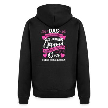 Mama Oma Werdende Oma Geschenk - Unisex Premium Bio Zip Hoodie - Schwarz - Hinten - Nico (187cm)