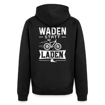 Waden Statt Laden - Fahrrad - Unisex Premium Bio Zip Hoodie - Schwarz - Hinten - Nico (187cm)