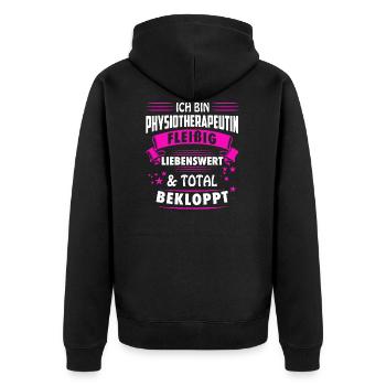 Physiotherapeutin Physiotherapie Physiotherapeut - Unisex Premium Bio Zip Hoodie - Schwarz - Hinten - Nico (187cm)