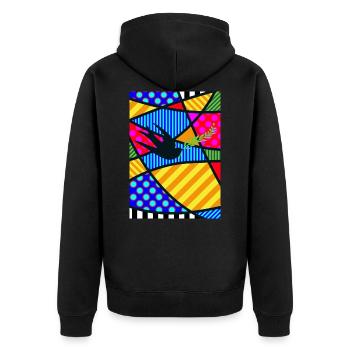 Lucky Swallow - Unisex Premium Organic Zip Hoodie - black - Back - Nico (187cm)