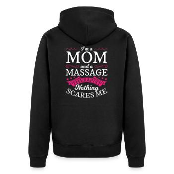 Masseur Mutter Massagetherapie Geschenk - Unisex Premium Bio Zip Hoodie - Schwarz - Hinten - Nico (187cm)