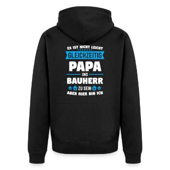 Bauherr Papa Bauherren Einweihungsfeier Geschenk - Unisex Premium Bio Zip Hoodie - Schwarz - Hinten - Nico (187cm)