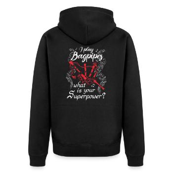 Dudelsack Dudelsackspielerin Dudelsackspieler - Unisex Premium Bio Zip Hoodie - Schwarz - Hinten - Nico (187cm)