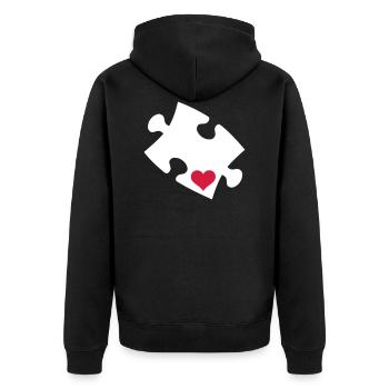 Puzzle - Unisex Premium Bio Zip Hoodie - Schwarz - Hinten - Nico (187cm)
