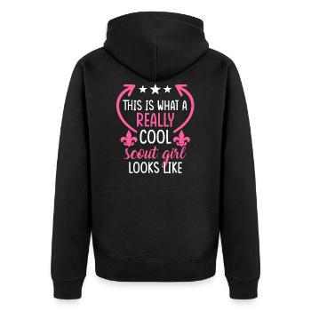 Girl Scout camping scouting gift - Unisex Premium Organic Zip Hoodie - black - Back - Nico (187cm)