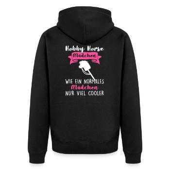 Hobby Horse Mädchen Hobby Horse Hobby Horsing - Unisex Premium Bio Zip Hoodie - Schwarz - Hinten - Nico (187cm)