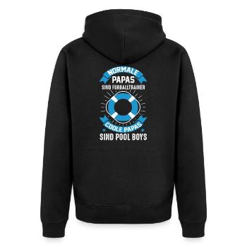 Bademeister Papa Schwimmbad Geschenk - Unisex Premium Bio Zip Hoodie - Schwarz - Hinten - Nico (187cm)