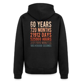 60e anniversaire - 60 ans - Veste à capuche bio Premium Unisexe - noir - Dos - Nico (187cm)