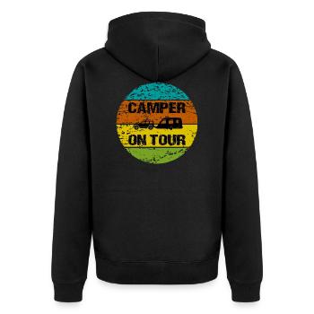 camping - Unisex Premium Organic Zip Hoodie - black - Back - Nico (187cm)