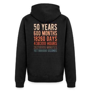 50. Geburtstag - 50 Jahre Hochzeitstag Jubiläum - Unisex Premium Bio Zip Hoodie - Schwarz - Hinten - Nico (187cm)