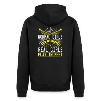 Trompete Mädchen Trompeten Trompete Spieler - Unisex Premium Bio Zip Hoodie - Schwarz - Hinten - Nico (187cm)