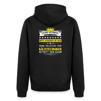 Kältetechnik Kältetechniker Geschenk - Unisex Premium Bio Zip Hoodie - Schwarz - Hinten - Nico (187cm)