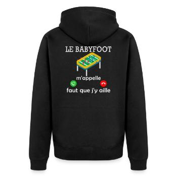 le babyfoot m'appelle / humour baby-foot - Veste à capuche bio Premium Unisexe - noir - Dos - Nico (187cm)