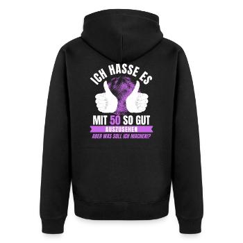 50. Geburtstag Mann Frau 50 Jahre Geschenk - Unisex Premium Bio Zip Hoodie - Schwarz - Hinten - Nico (187cm)