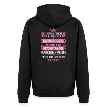 Psychiatrische Krankenschwester Psychiatrie - Unisex Premium Bio Zip Hoodie - Schwarz - Hinten - Nico (187cm)