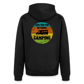 camping - Unisex Premium Organic Zip Hoodie - black - Back - Nico (187cm)
