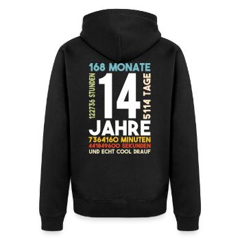 14 Jahre Geburtstag Kind Cool drauf Geschenk - Unisex Premium Bio Zip Hoodie - Schwarz - Hinten - Nico (187cm)