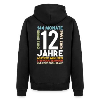 12 Year Birthday Twelve Child Cool on It Gift - Unisex Premium Organic Zip Hoodie - black - Back - Nico (187cm)