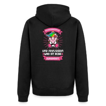 Pflegeassistentin Pflegerin Pflegekraft Geschenk - Unisex Premium Bio Zip Hoodie - Schwarz - Hinten - Nico (187cm)