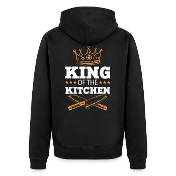 chefkoch king spruch koch - Unisex Premium Bio Zip Hoodie - Schwarz - Hinten - Nico (187cm)