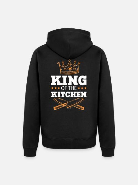 chef king saying cook - Unisex Premium Organic Zip Hoodie - black