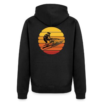 Jet Ski Design TShirt - Unisex Premium Bio Zip Hoodie - Schwarz - Hinten - Nico (187cm)