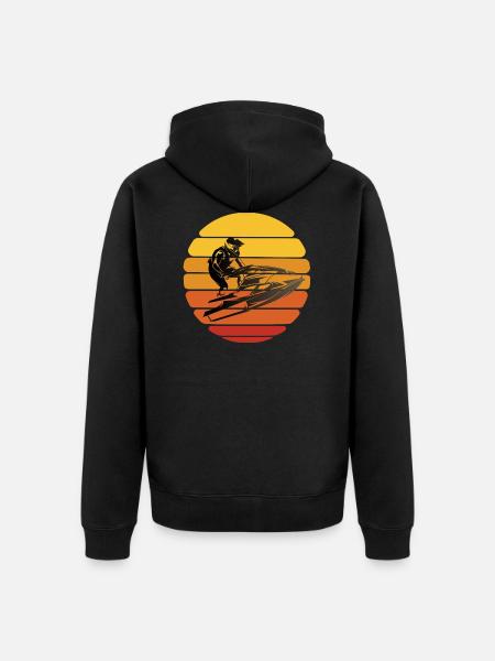 Jet Ski Design TShirt - Unisex Premium Organic Zip Hoodie - black