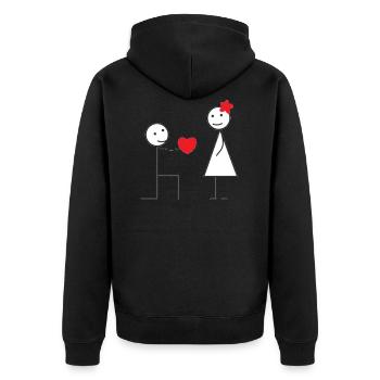 Figur baton Herz - Unisex Premium Bio Zip Hoodie - Schwarz - Hinten - Nico (187cm)