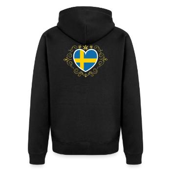 Schweden Schwedisch Fahne Wappen Flagge - Unisex Premium Bio Zip Hoodie - Schwarz - Hinten - Nico (187cm)
