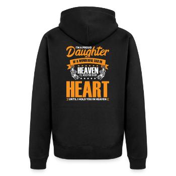 Vater Tochter Papa gestorben Tod Geschenk - Unisex Premium Bio Zip Hoodie - Schwarz - Hinten - Nico (187cm)
