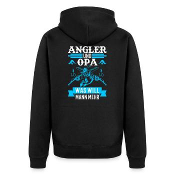 Angler Opa Fischer Angler Geschenk - Unisex Premium Bio Zip Hoodie - Schwarz - Hinten - Nico (187cm)