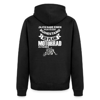 Motorrad Biker Motorräder Geschenk - Unisex Premium Bio Zip Hoodie - Schwarz - Hinten - Nico (187cm)