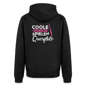 Querflöte Musikinstrument Querflötistin Geschenk - Unisex Premium Bio Zip Hoodie - Schwarz - Hinten - Nico (187cm)