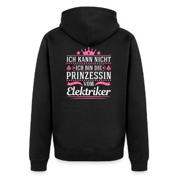 Elektriker Frau Elektromeister Elektroniker - Unisex Premium Bio Zip Hoodie - Schwarz - Hinten - Nico (187cm)