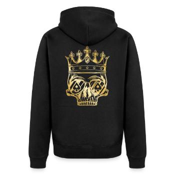 squelette tête de mort couronne symbole roi - Veste à capuche bio Premium Unisexe - noir - Dos - Nico (187cm)