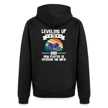 Papa werdender Papa Vater Geschenk - Unisex Premium Bio Zip Hoodie - Schwarz - Hinten - Nico (187cm)