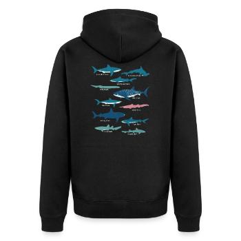 Haiarten Meeresbiologie - Unisex Premium Bio Zip Hoodie - Schwarz - Hinten - Nico (187cm)