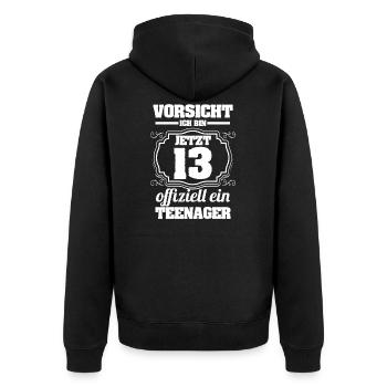 Teenager 13 Jahre 13.Geburtstag Geschenk - Unisex Premium Bio Zip Hoodie - Schwarz - Hinten - Nico (187cm)