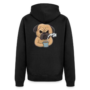 Chien grincheux avec café muffins du matin - Veste à capuche bio Premium Unisexe - noir - Dos - Nico (187cm)