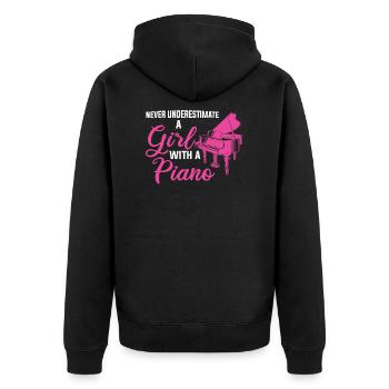 Klavier Klavier Musiker - Unisex Premium Bio Zip Hoodie - Schwarz - Hinten - Nico (187cm)