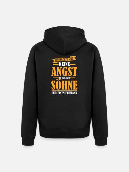 Mama Ehemann 2 Söhne Geschenk - Unisex Premium Bio Zip Hoodie - Schwarz